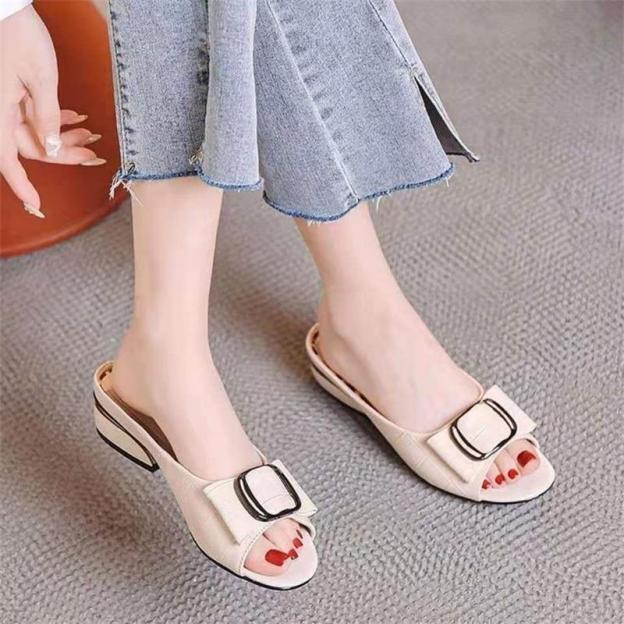 [34-40]Kapcie damskie ze skóry kokardkowej
