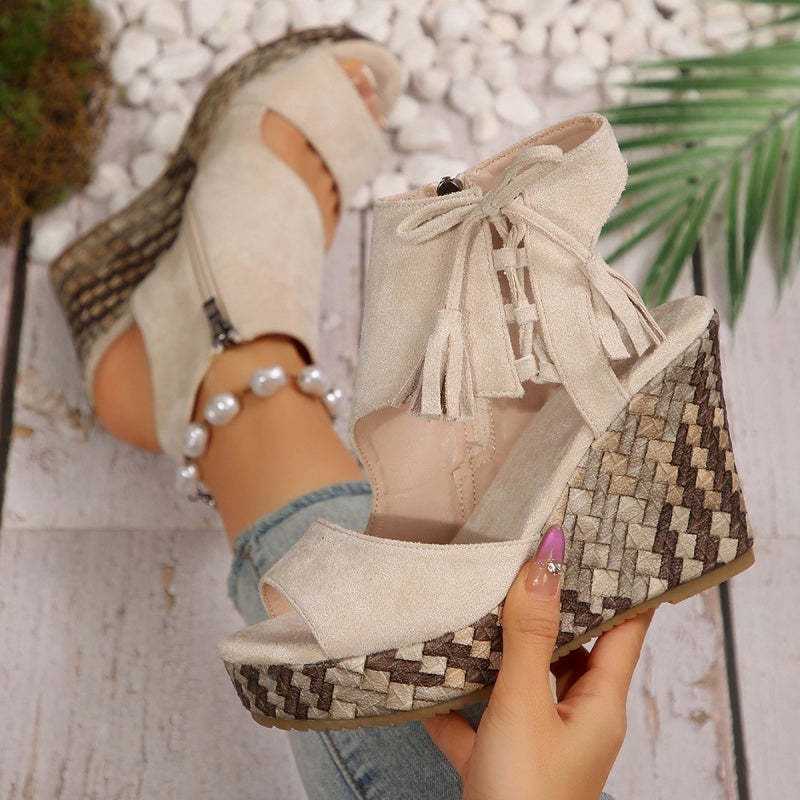 🔥 Summer gorąca sprzedaż-50% zniżki 🩷women&#39;s Tassel Open Top Platform