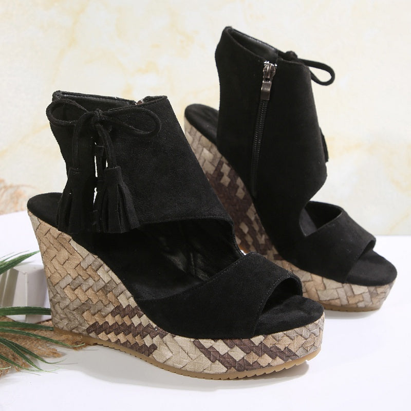 🔥 Summer gorąca sprzedaż-50% zniżki 🩷women&#39;s Tassel Open Top Platform
