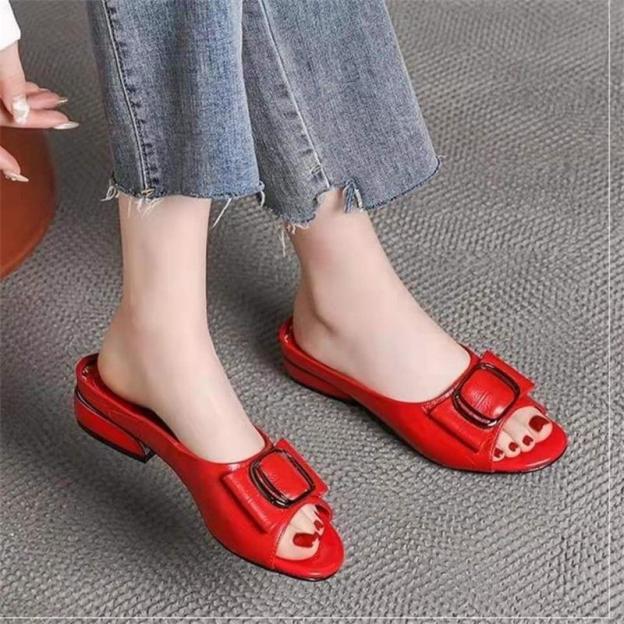[34-40]Kapcie damskie ze skóry kokardkowej
