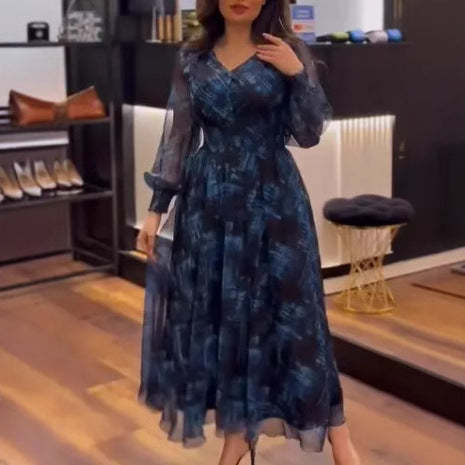 Wiosna nowa wysokiej jakości sukienka szyfonowa, elegancka i temperamentna
