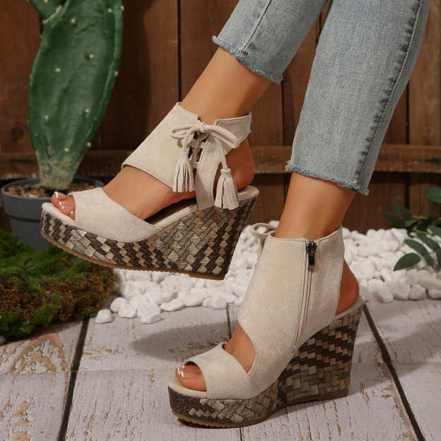 🔥 Summer gorąca sprzedaż-50% zniżki 🩷women&#39;s Tassel Open Top Platform