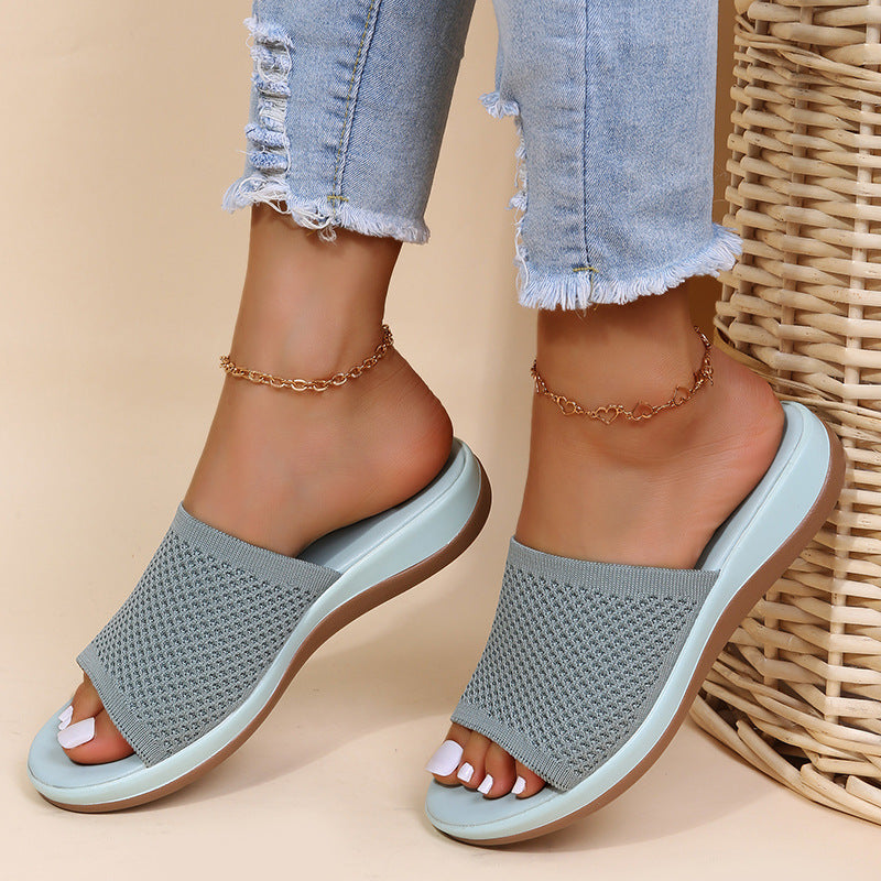 Wiosenne i letnie, latające, dzianinowe, codzienne, duże buty plażowe