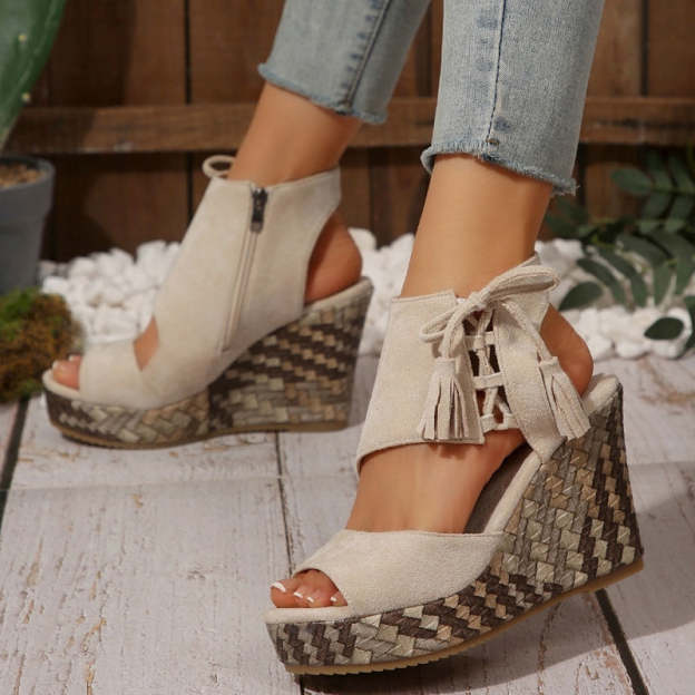 🔥 Summer gorąca sprzedaż-50% zniżki 🩷women&#39;s Tassel Open Top Platform