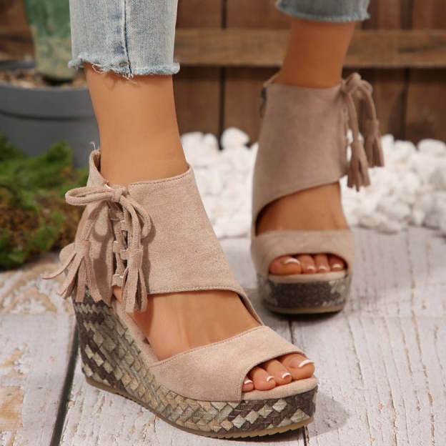 🔥 Summer gorąca sprzedaż-50% zniżki 🩷women&#39;s Tassel Open Top Platform