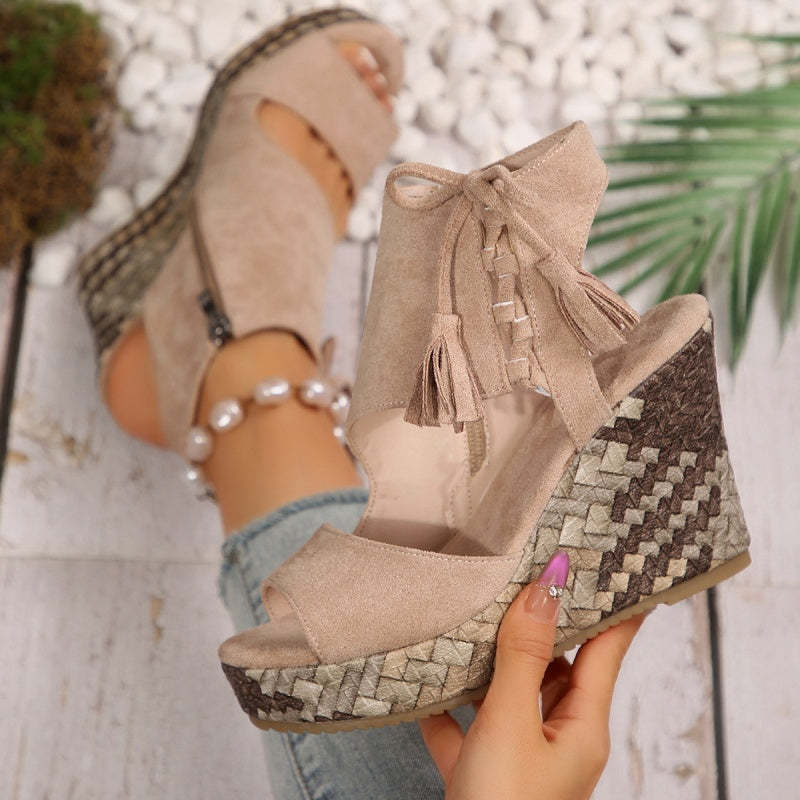 🔥 Summer gorąca sprzedaż-50% zniżki 🩷women&#39;s Tassel Open Top Platform
