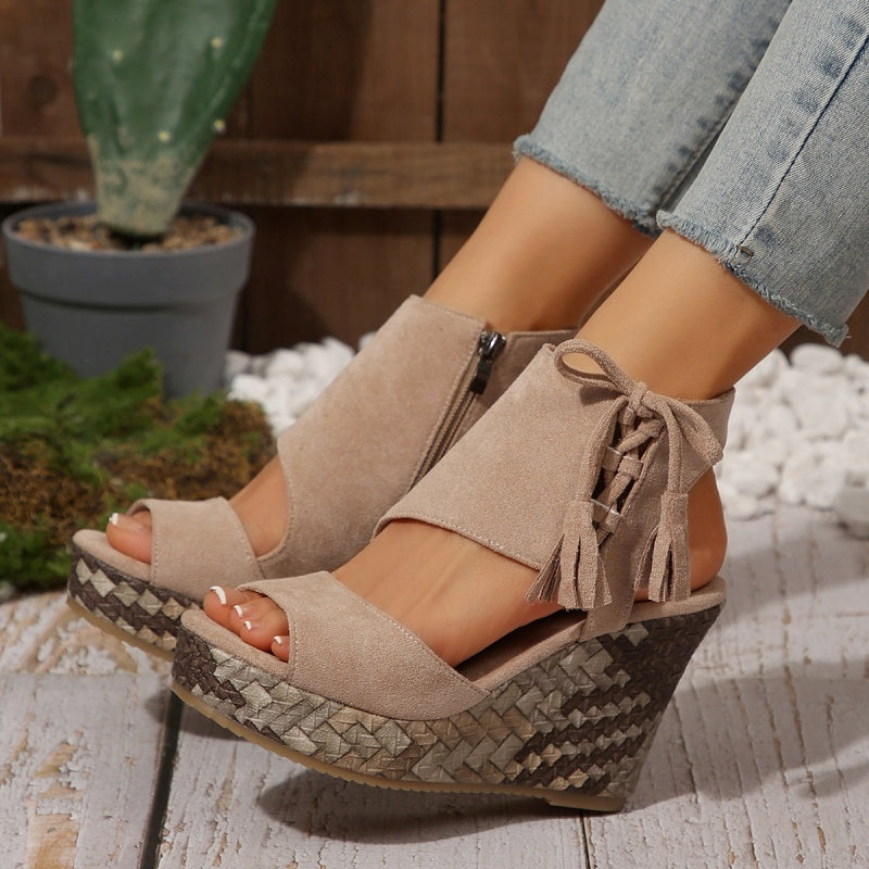 🔥 Summer gorąca sprzedaż-50% zniżki 🩷women&#39;s Tassel Open Top Platform