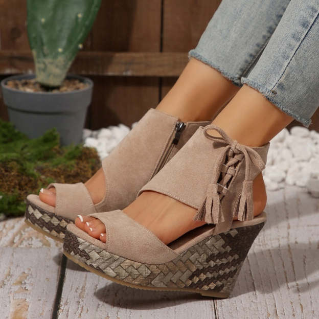 🔥 Summer gorąca sprzedaż-50% zniżki 🩷women&#39;s Tassel Open Top Platform
