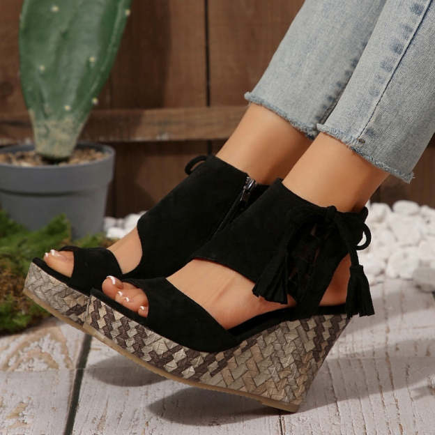 🔥 Summer gorąca sprzedaż-50% zniżki 🩷women&#39;s Tassel Open Top Platform