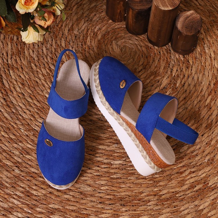 🔥Last Day Promotion 50% OFF - Women's Solid Color Elastic Strap Wedge Sandals