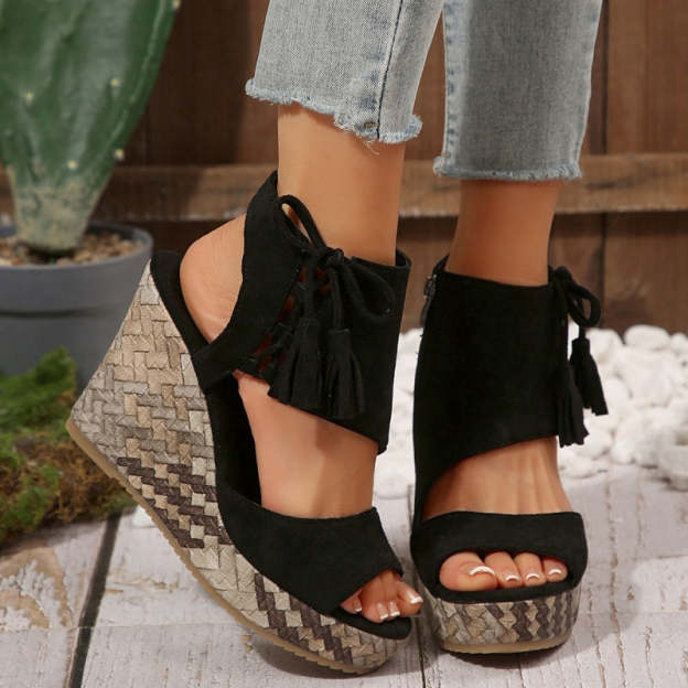 🔥 Summer gorąca sprzedaż-50% zniżki 🩷women&#39;s Tassel Open Top Platform
