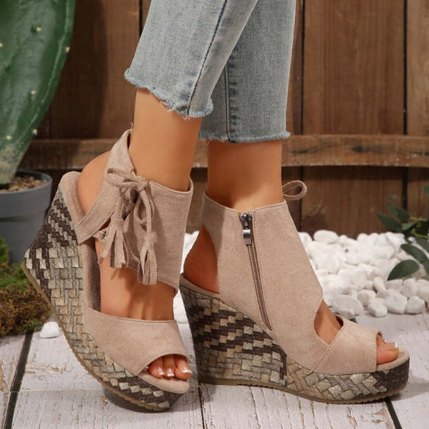 🔥 Summer gorąca sprzedaż-50% zniżki 🩷women&#39;s Tassel Open Top Platform
