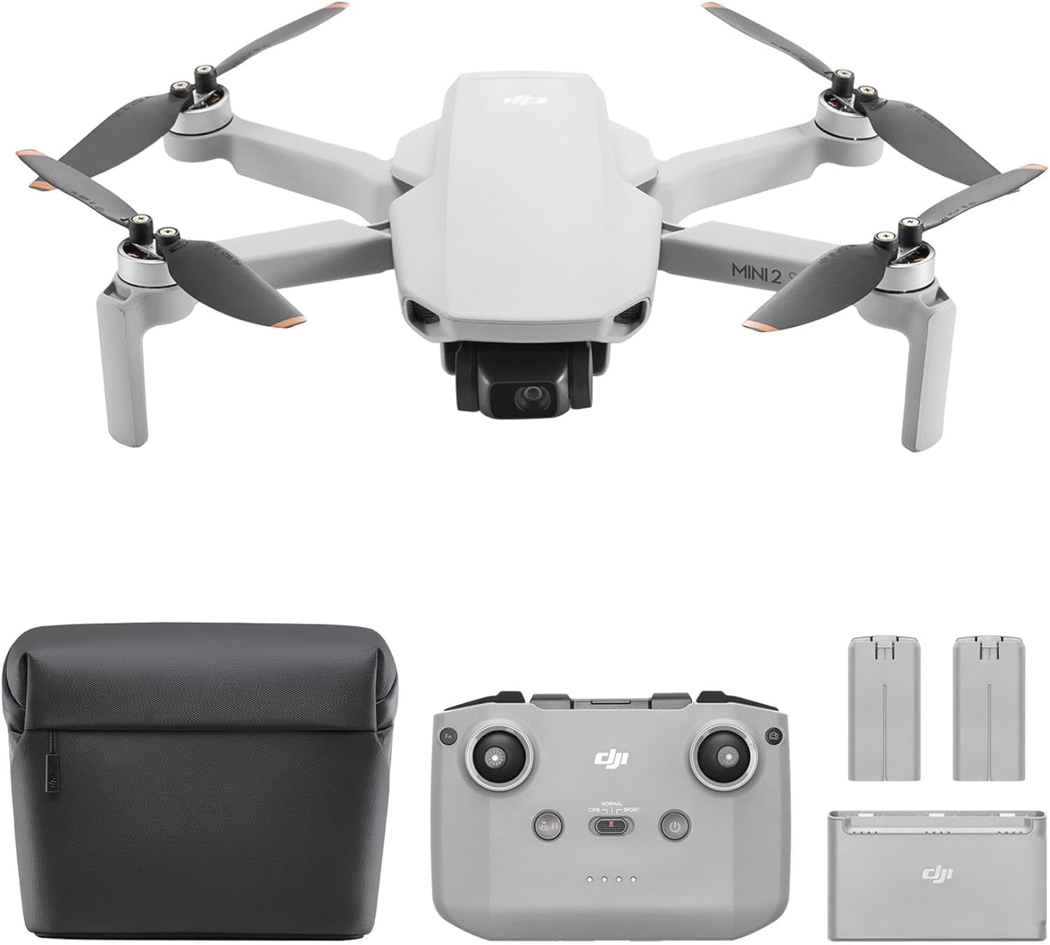 DJI Mini 2 SE Fly More Combo｜1/2.3-inch CMOS｜2.7K/30fps aerial photography｜3 batteries for 93 minutes of battery life｜10km O2 image transmission｜249g ultra-light and no registration required｜Includes charging butler｜Travel storage bag
