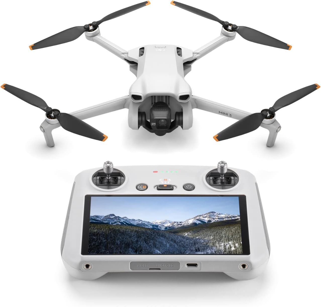 DJI Mini 3 + DJI RC remote control with screen set｜1/1.3-inch large base｜4K/30fps lossless vertical shooting｜249g ultra-light and no registration required｜38 minutes of battery life｜10km O2 image transmission｜Ready to fly