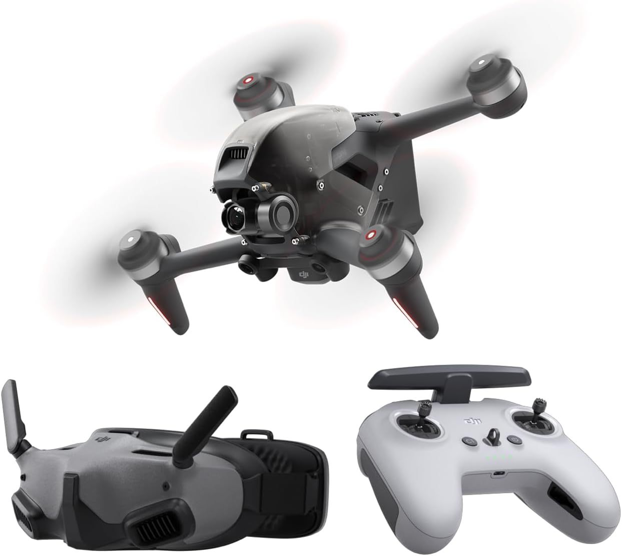 DJI FPV Explorer Combo｜4K/60fps ultra-wide angle｜150° field of view｜140km/h top speed｜20km O3 image transmission｜VR glasses somatosensory control｜Cross joystick｜Dual battery life｜Racing adventure package