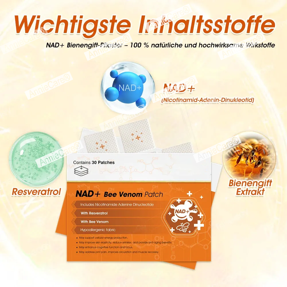AnnieCare® NAD+⚡ Bienen-Gift Pflaster – Ultimative Hautverjüngung & Energie-Booster (Letzter Tag Rabatt: 70%)
