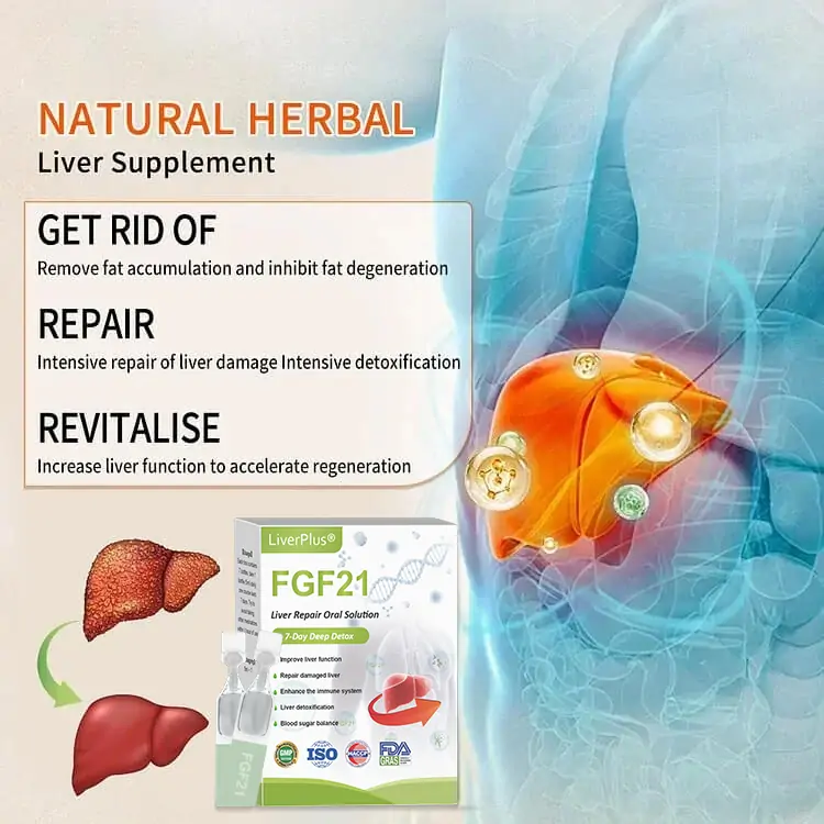 LiverPlus® FGF21 Liver Repair Oral Solution - Powerful Liver Support - Detox & Repair - Lowers Blood Sugar and Lipids