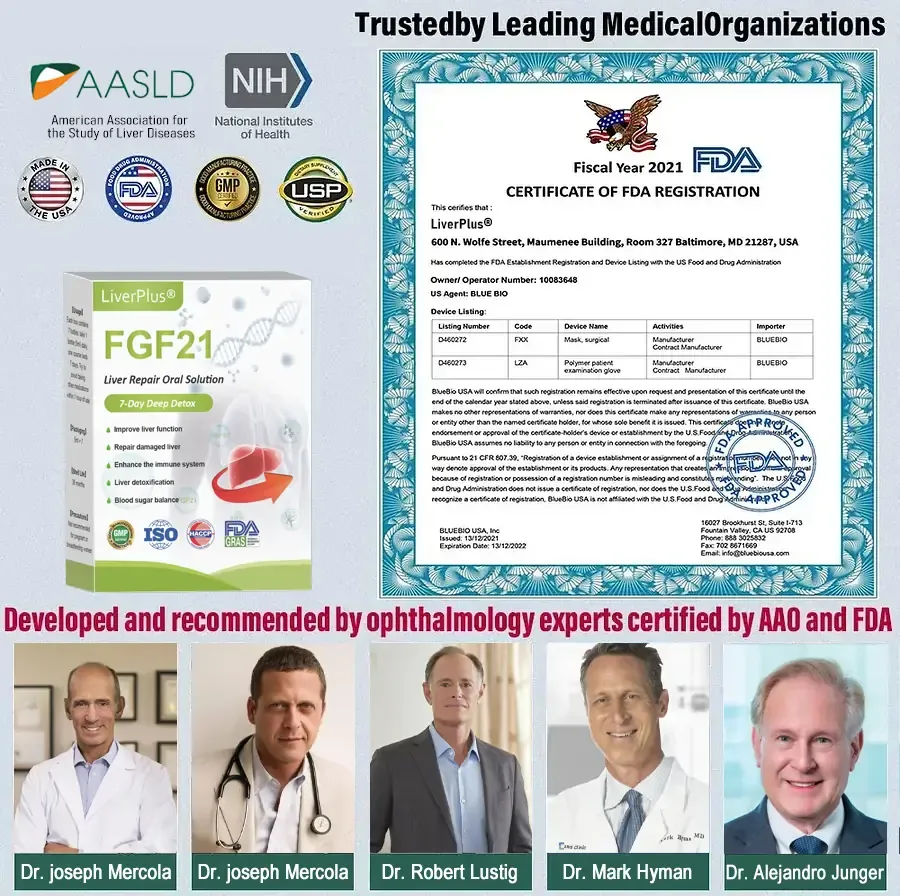 LiverPlus® FGF21 Liver Repair Oral Solution - Powerful Liver Support - Detox & Repair - Lowers Blood Sugar and Lipids