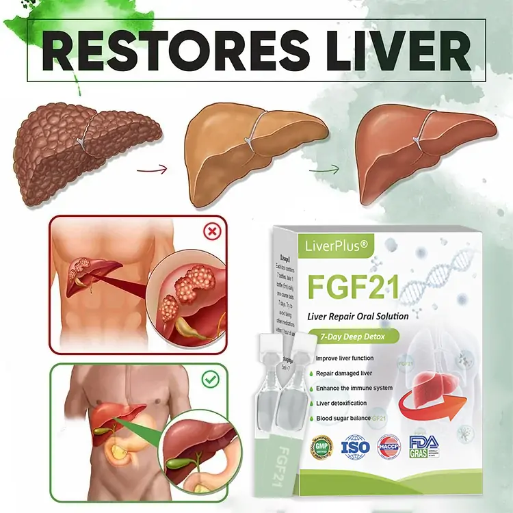 LiverPlus® FGF21 Liver Repair Oral Solution - Powerful Liver Support - Detox & Repair - Lowers Blood Sugar and Lipids