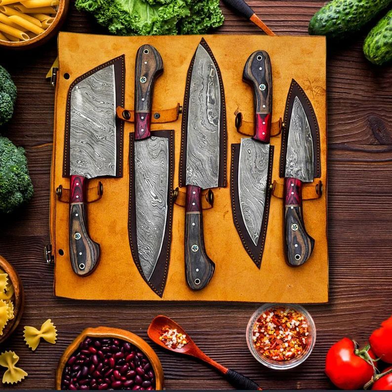 🔪✨ Conjunto Premium do Chef em Aço Damasco: O presente perfeito para