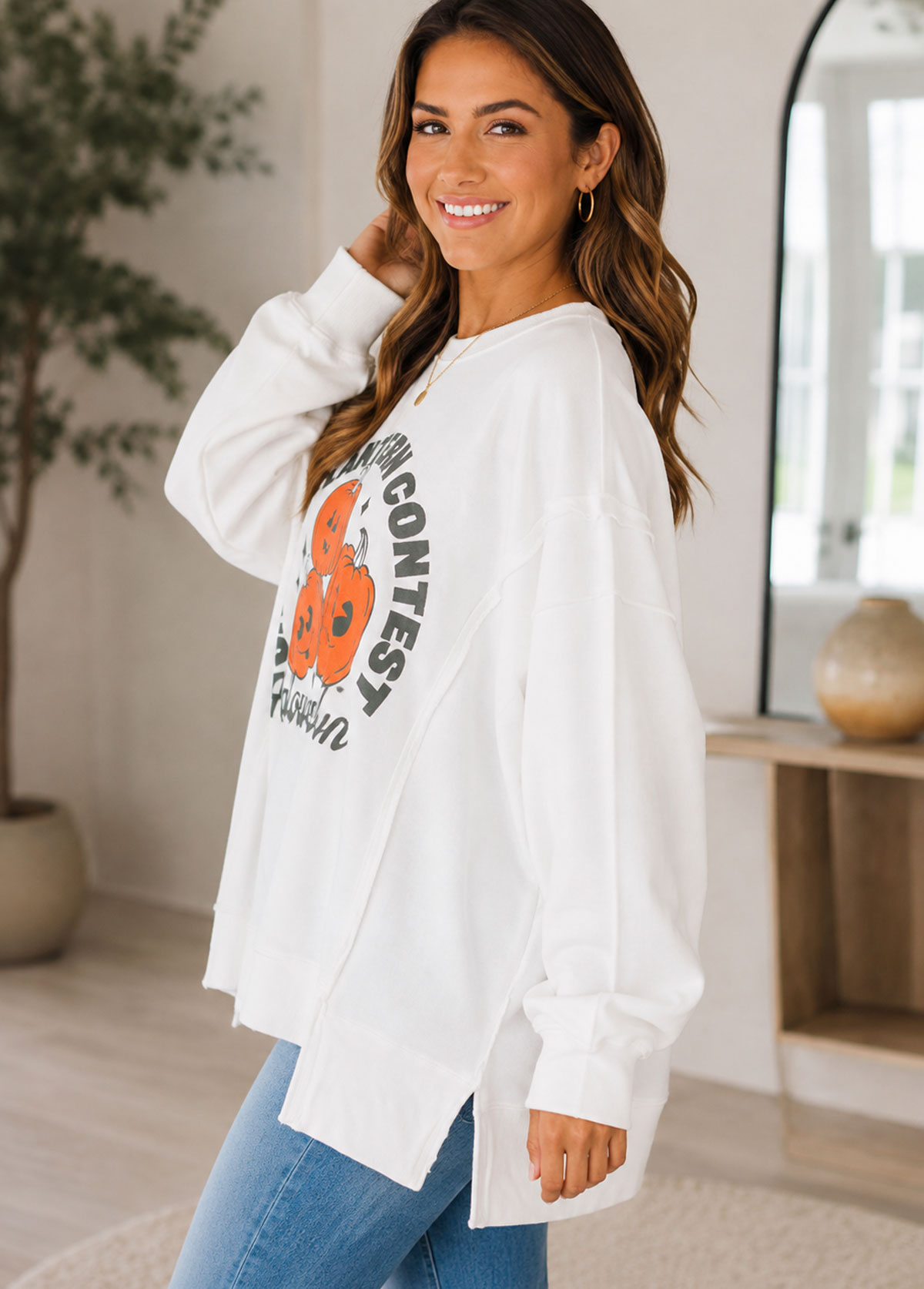 Halloween Jack‑O‑Lantern Contest Graphic Oversized Sweatshirt