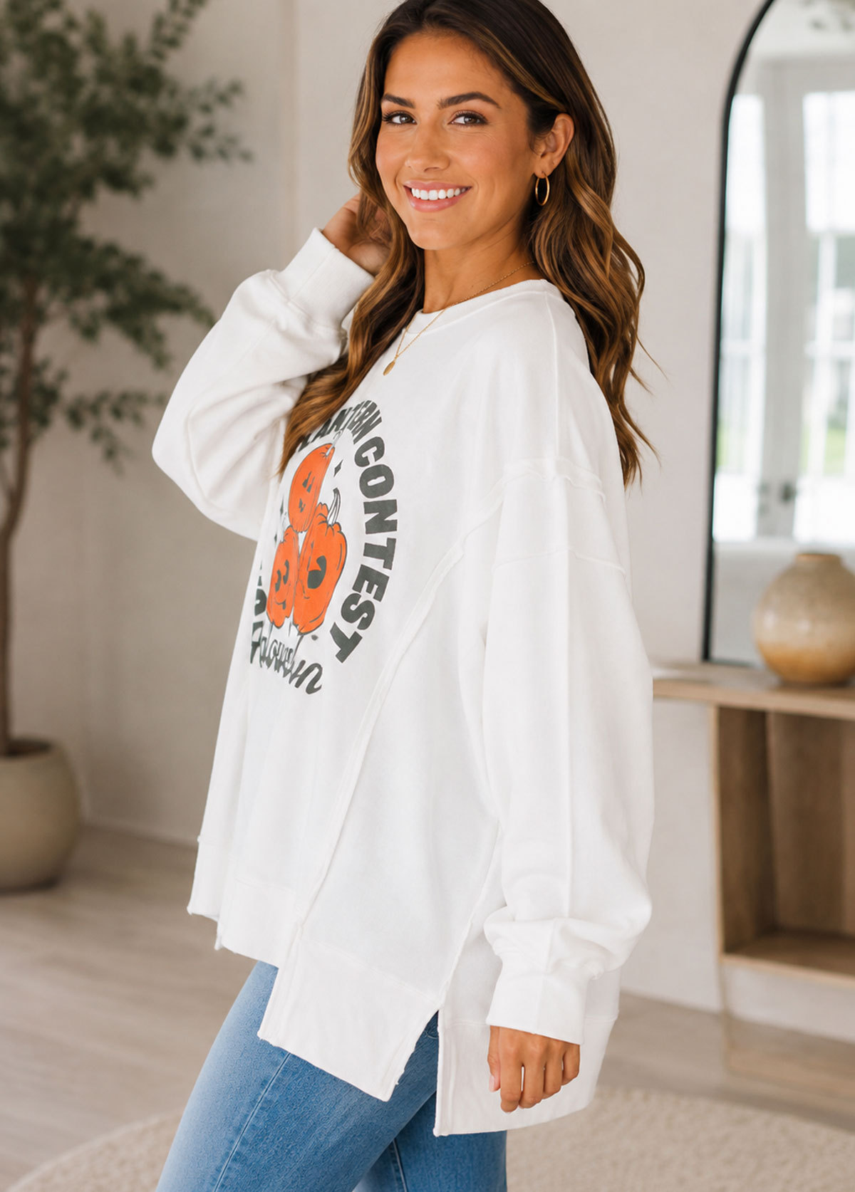 Halloween Jack‑O‑Lantern Contest Graphic Oversized Sweatshirt