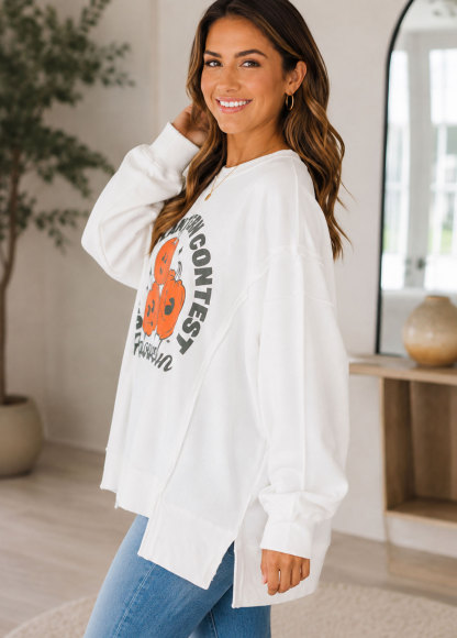 Halloween Jack‑O‑Lantern Contest Graphic Oversized Sweatshirt