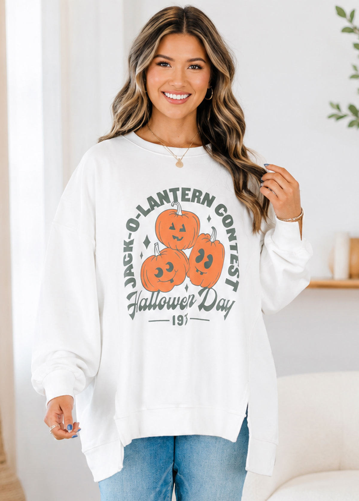 Halloween Jack‑O‑Lantern Contest Graphic Oversized Sweatshirt
