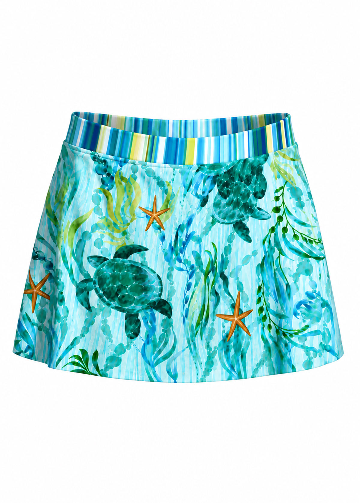 Sea Turtle Print Swim Skirt