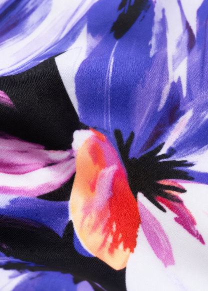 Purple Floral Scoop Neck One Piece Swimsuit