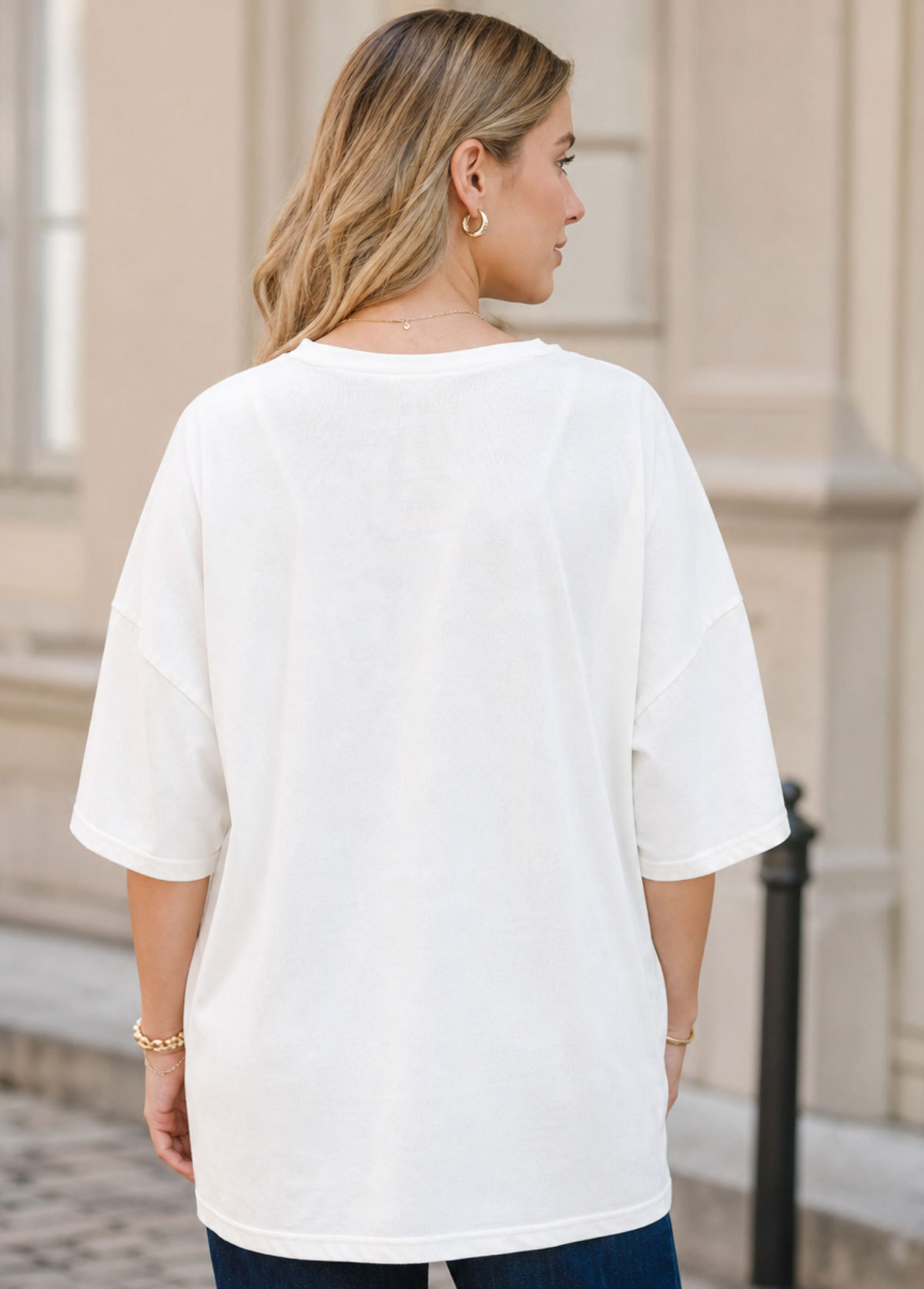 White Floral Pumpkin Graphic Oversized Short Sleeve T‑Shirt