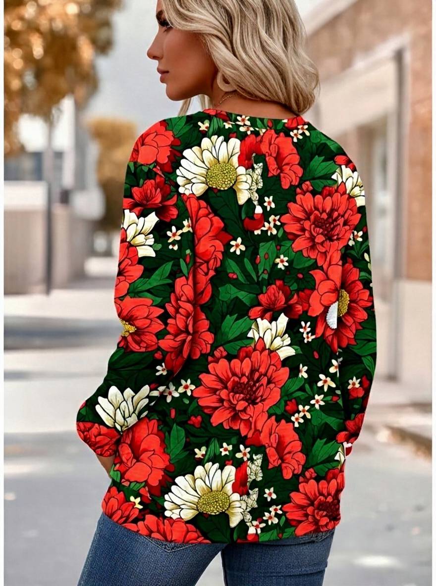  Retro Santa Claus Print  Merry Christmas Sweatshirt  