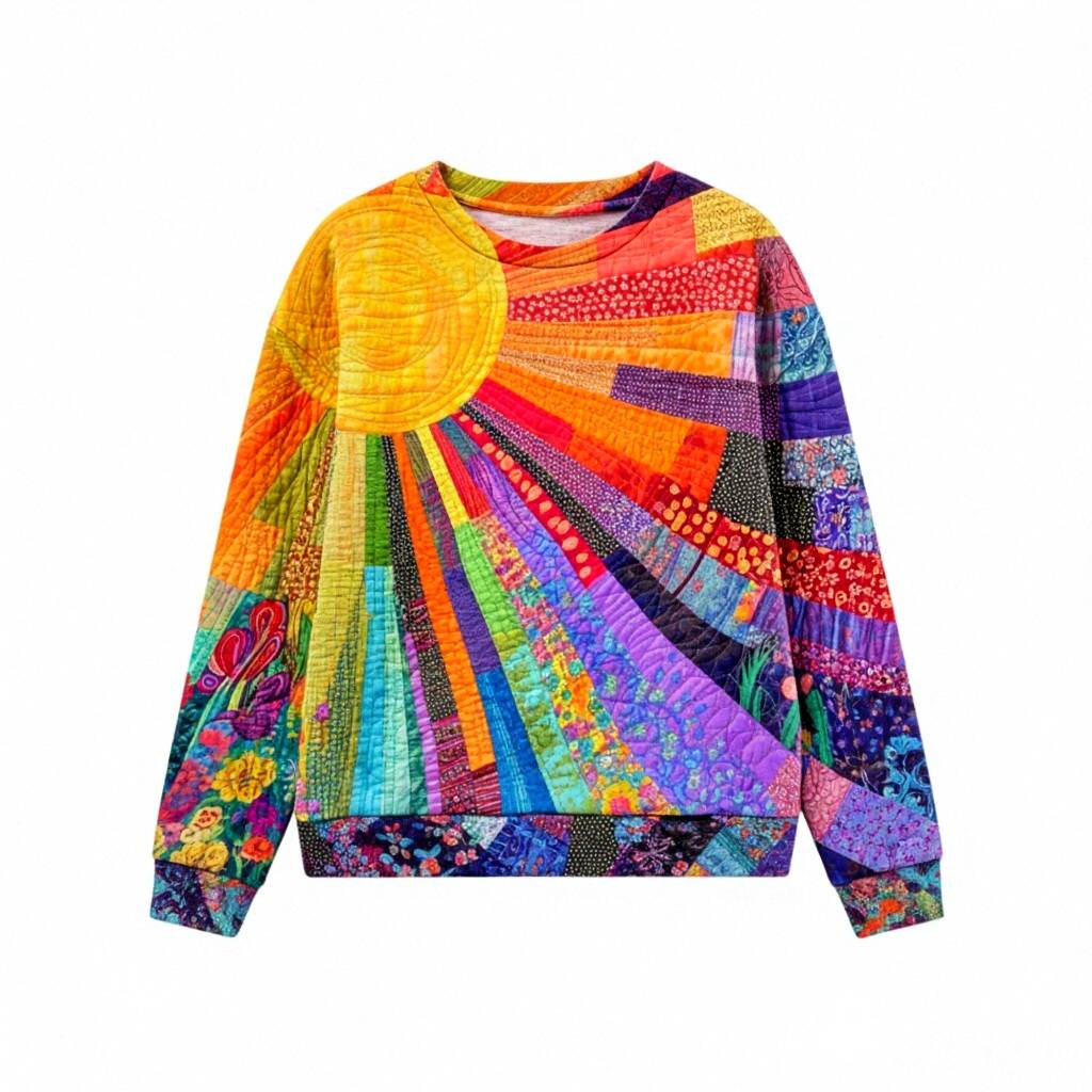  Printed Round Neck Long Sleeve Sweatshirt