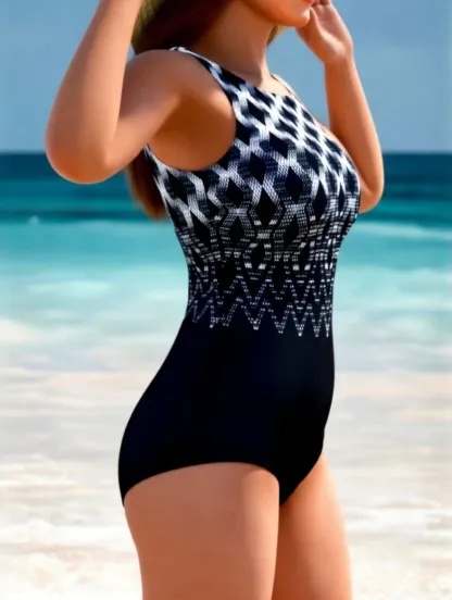 Tummy Control  Printed   Piece Swimwear