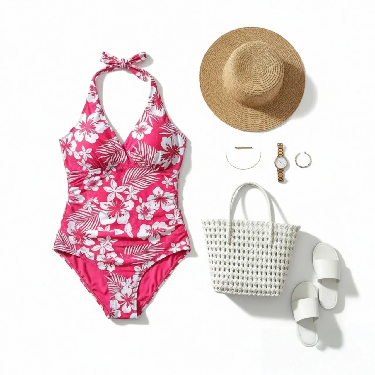Elegant  Floral  Print One Piece Swimsuit