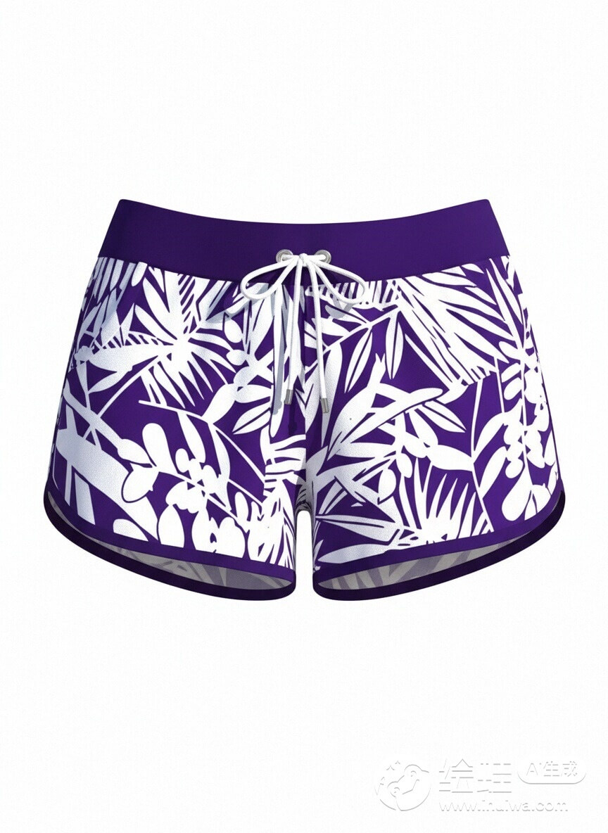  Drawstring Mid Waist Printed Swim Shorts