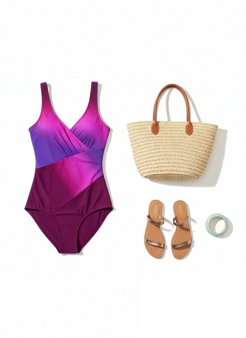 Wide Strap Ombre One Piece Swimwear