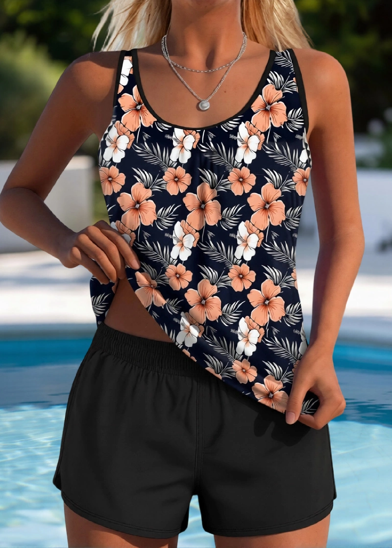 Mid Waisted Printed Tankini Set