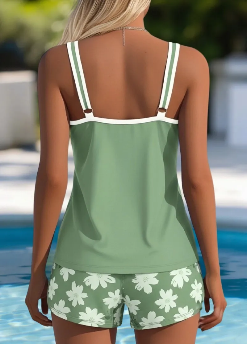 Mid Waisted Printed Tankini Set