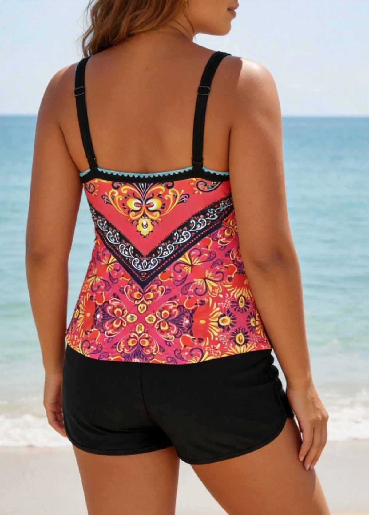 Bowknot  Printed Tankini Set