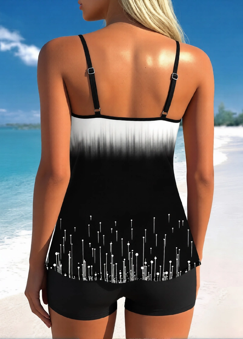 Tummy Coverage Printed Tankini Set