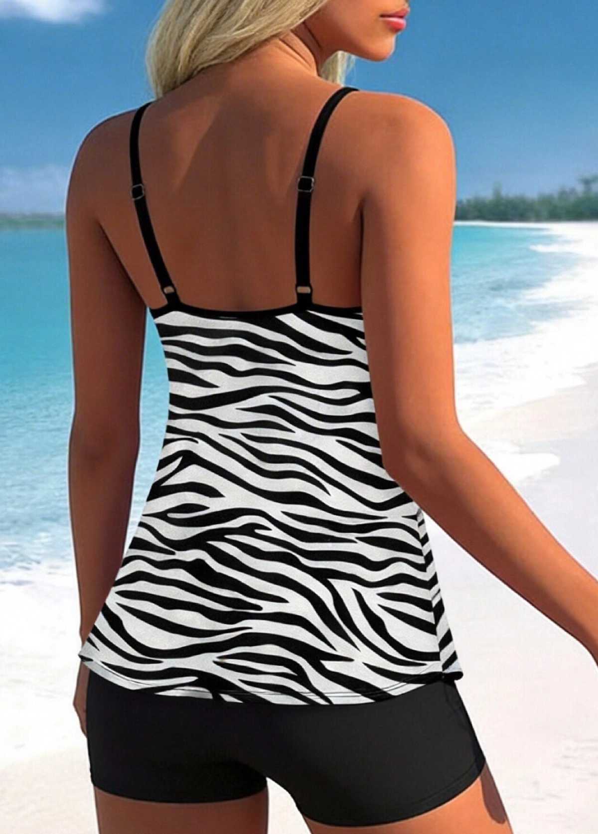 Tummy Coverage Printed Tankini Set