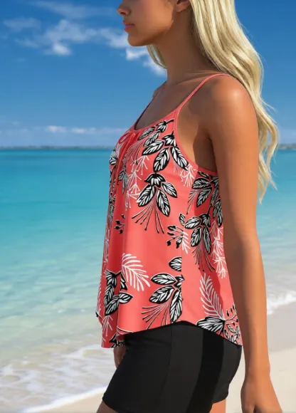 Floral Print Tummy  Coverage   Tankini Set
