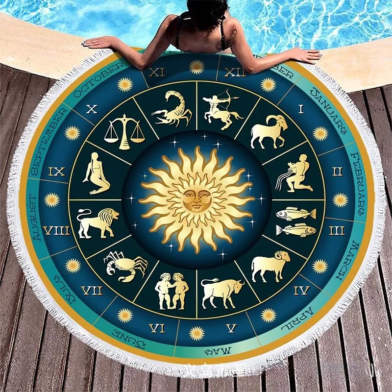  Printed Large Round Beach Blanket