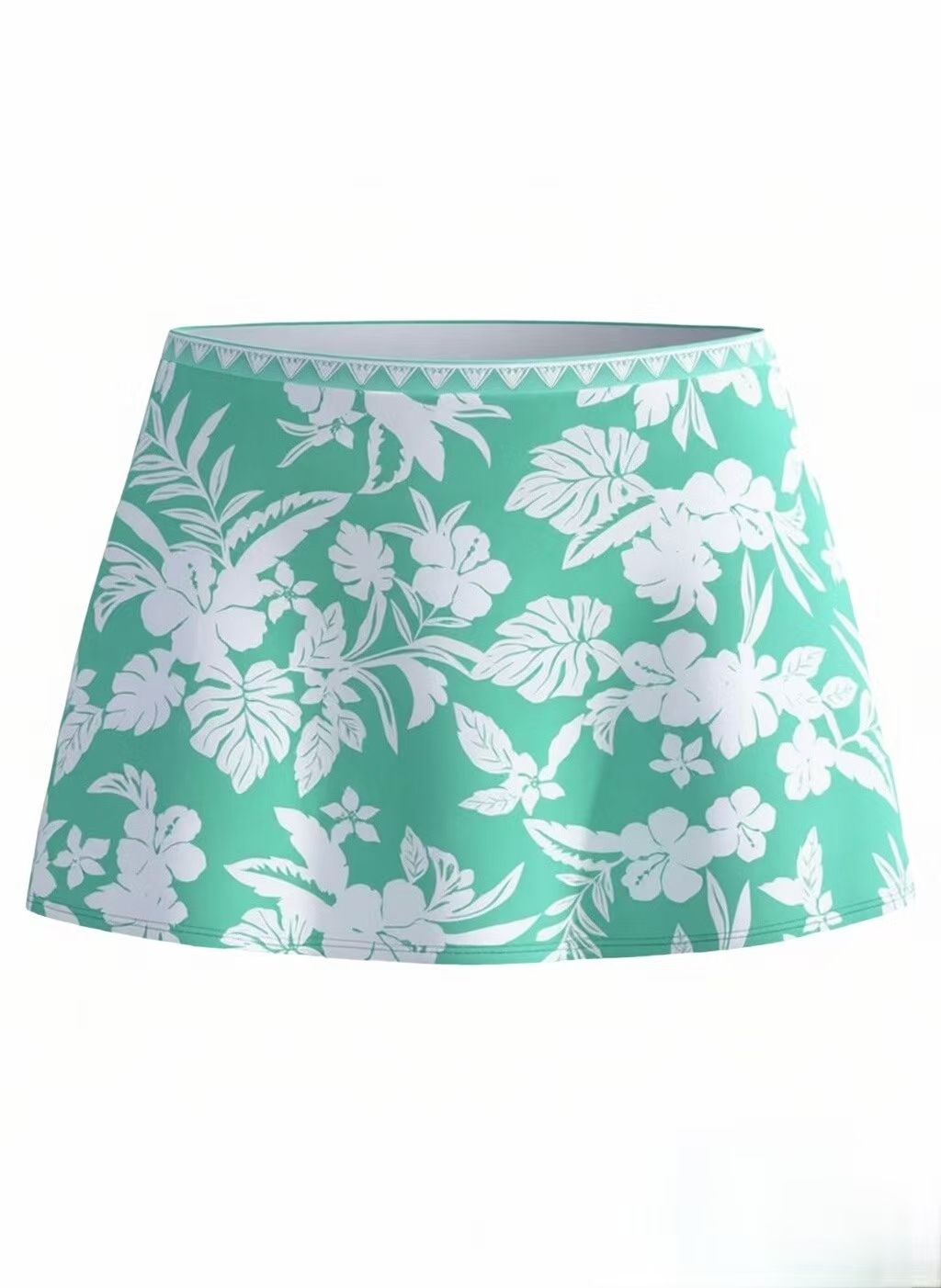  Hem Mid Waist Printed Swim Skirt