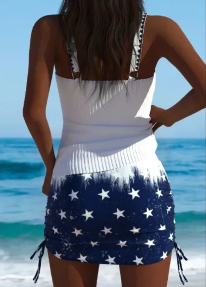 Mid Waisted Flag Print Tankini Set
