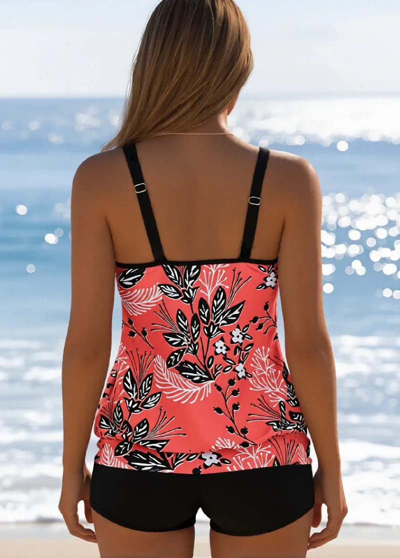  Mid Waisted Floral Print  Tankini Set