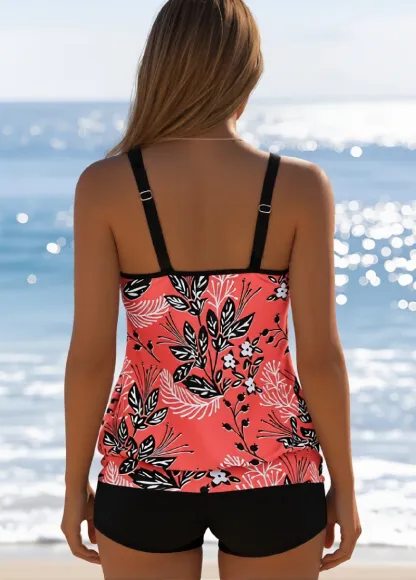  Mid Waisted Floral Print  Tankini Set