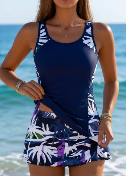 Tummy Coverage Floral Print Tankini Set