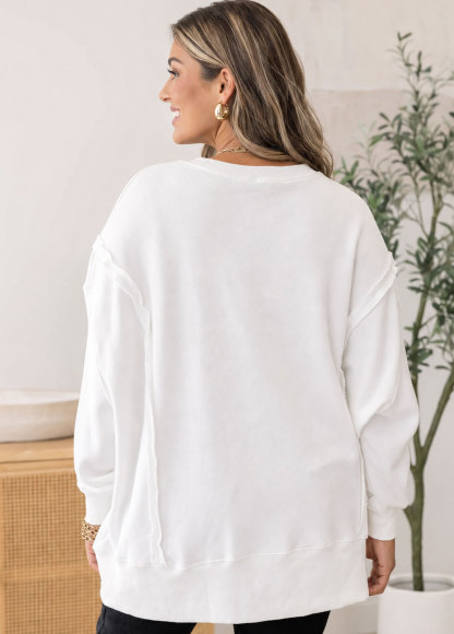 Patchwork Jack‑o‑Lantern Graphic Oversized Side Slit Sweatshirt